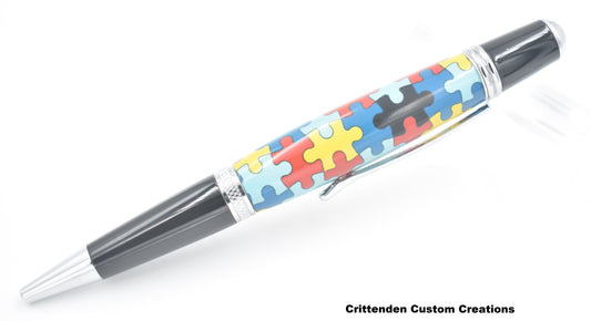 "The Missing Piece" Autism Awareness Custom Image Cast  - Sierra Twist Ballpoint Pen