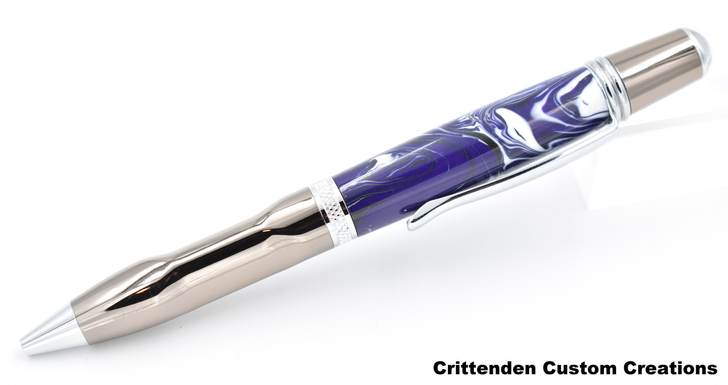 Purple, White, and Black Acrylic  - Sierra Grip Pen