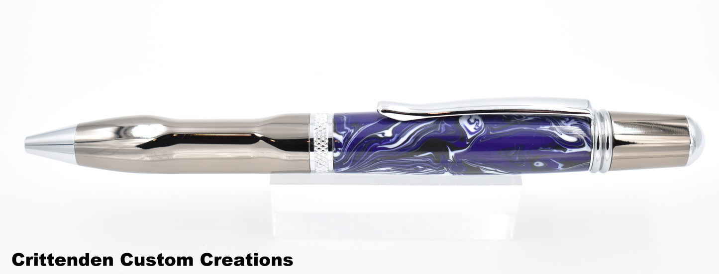 Purple, White, and Black Acrylic  - Sierra Grip Pen