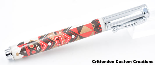 Red, White, and Black "Tru-Card" - Zen Rollerball Pen