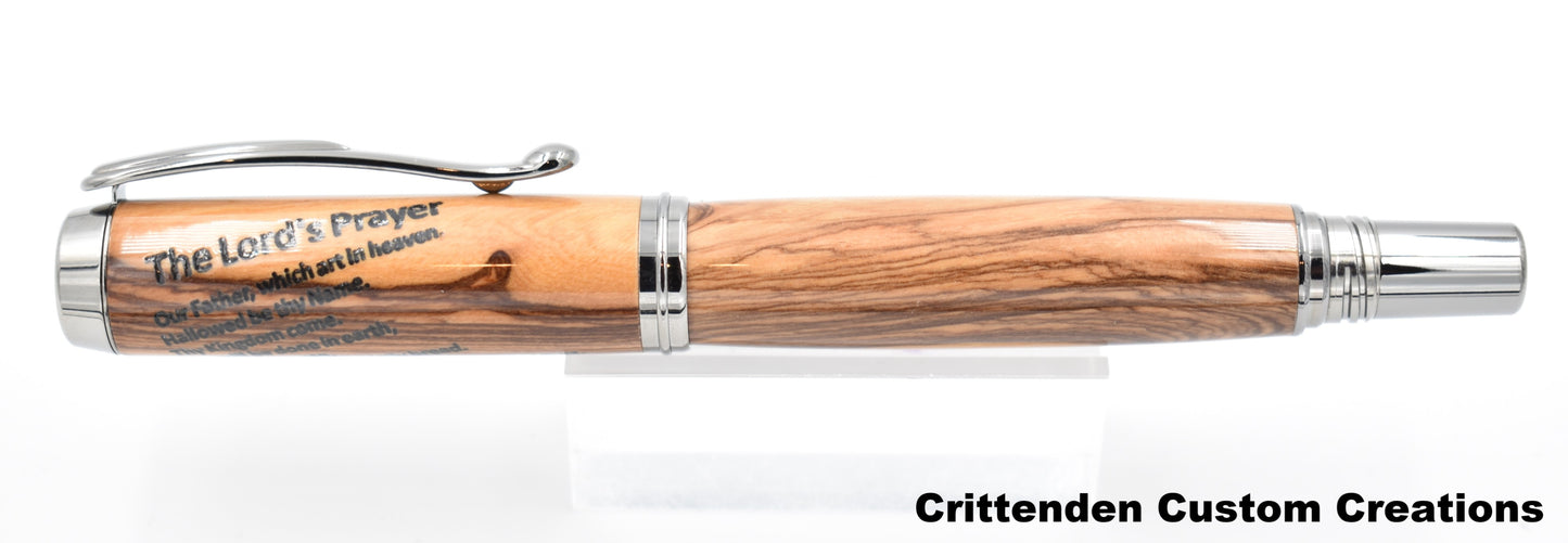 Bethlehem Olivewood engraved with "The Lord's Prayer" - Jr. George Rollerball