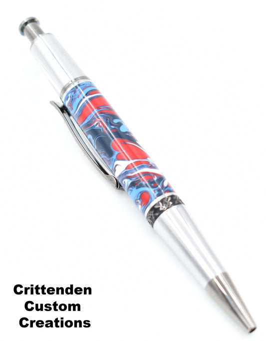 Red, White, and Blue Acrylic  - Aero Click Pen