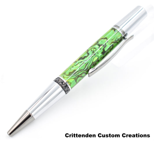 Lime Green Abalone  - Aero Twist Pen