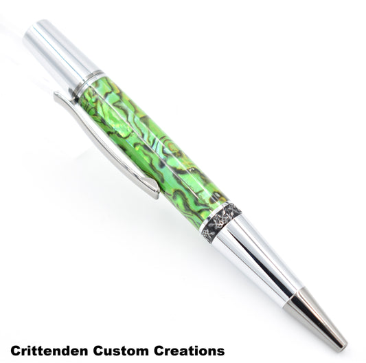 Lime Green Abalone  - Aero Twist Pen