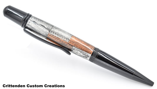 Steampunk Themed Aluminum and Copper Foil   - Sierra Twist Ballpoint Pen