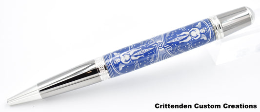 Royal Blue and White Tru-Card  - Sierra Twist Ballpoint Pen