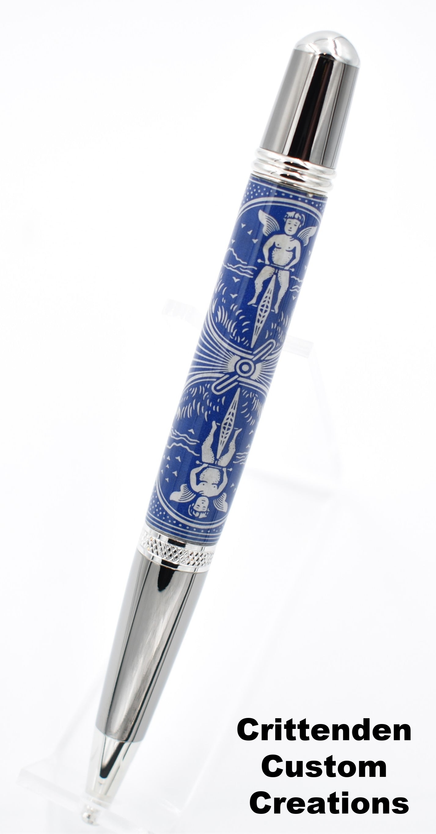 Royal Blue and White Tru-Card  - Sierra Twist Ballpoint Pen