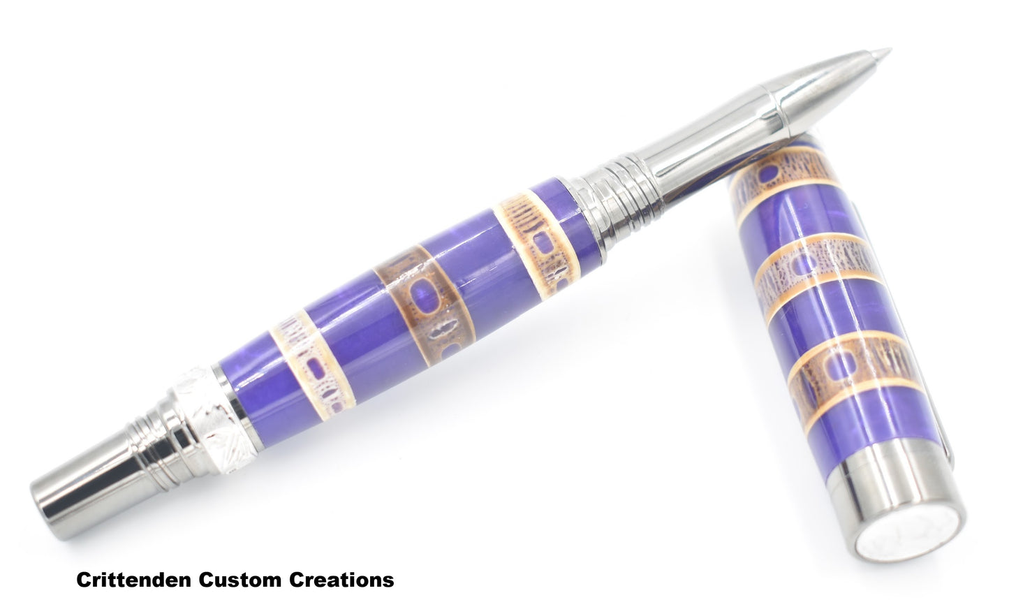 Shark Vertebrae Combined with Deep Purple Resin - Jr. Panda Rollerball