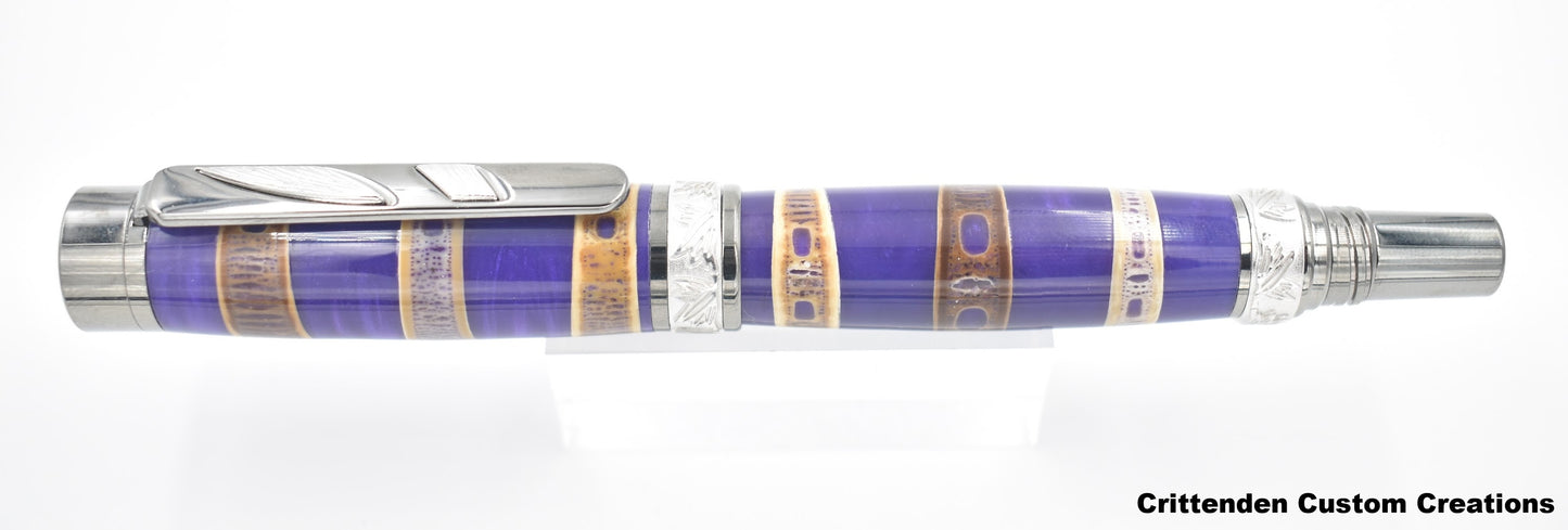 Shark Vertebrae Combined with Deep Purple Resin - Jr. Panda Rollerball