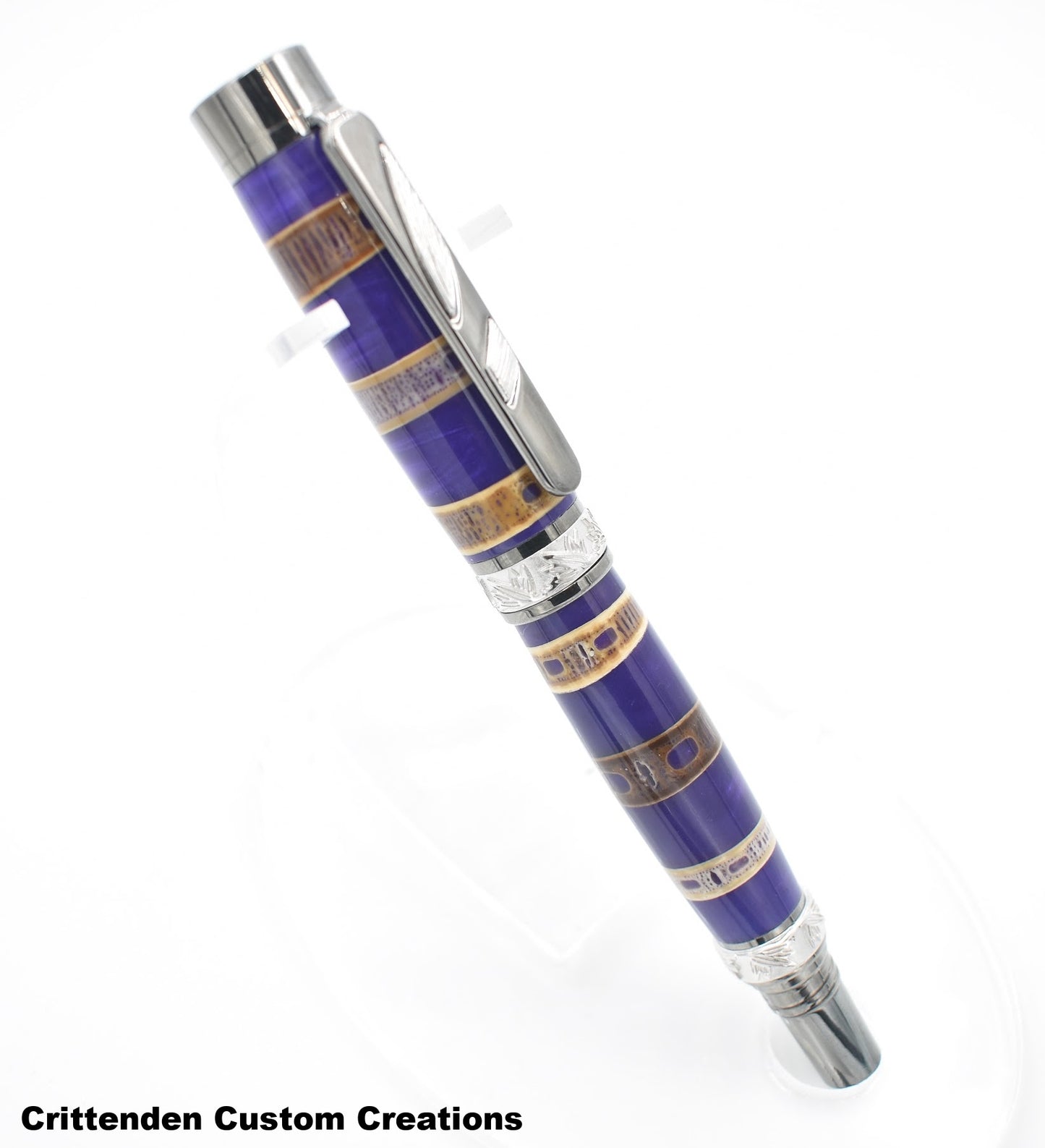 Shark Vertebrae Combined with Deep Purple Resin - Jr. Panda Rollerball