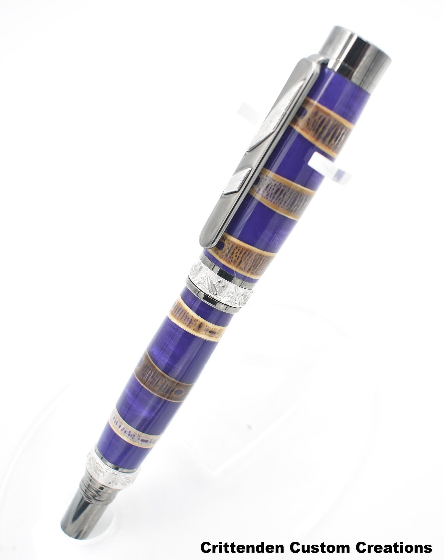 Shark Vertebrae Combined with Deep Purple Resin - Jr. Panda Rollerball