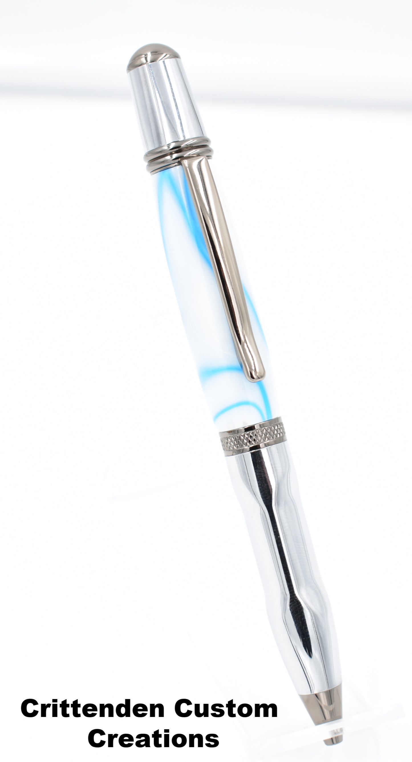 White & Blue Swirl Acrylic - Sierra Grip Twist Pen