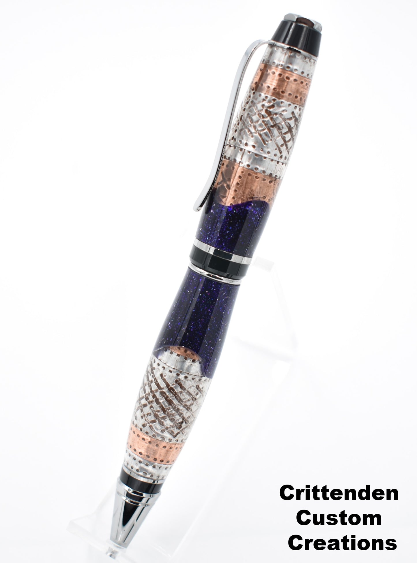 Steampunk Themed Foil with Purple Diamondcast Acrylic - Cigar Twist Pen