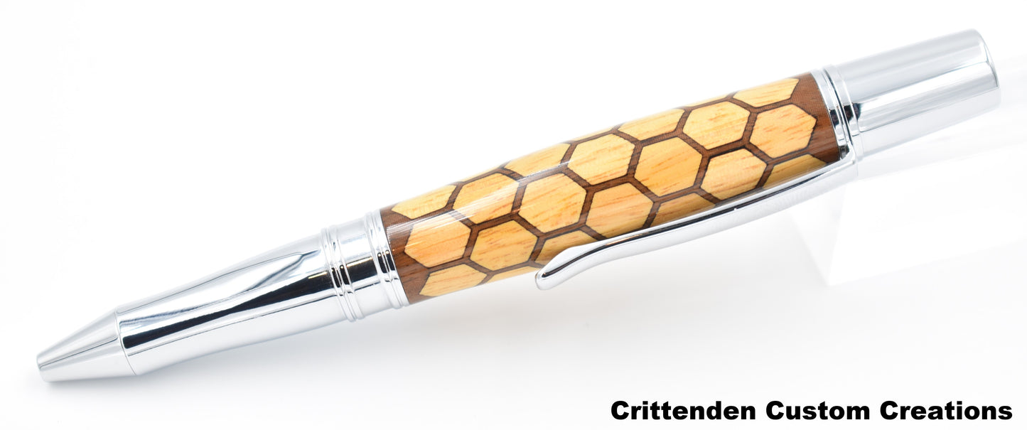 Walnut and Osage Honeycomb (Laser-cut Inlay)  Liberty Twist Pen