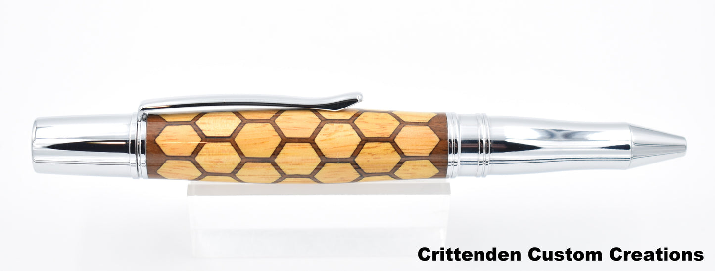 Walnut and Osage Honeycomb (Laser-cut Inlay)  Liberty Twist Pen