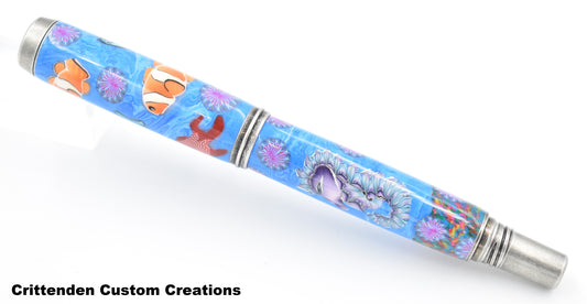 Clown Fish with Sea Horse in Polymer Clay - Jr. George Rollerball