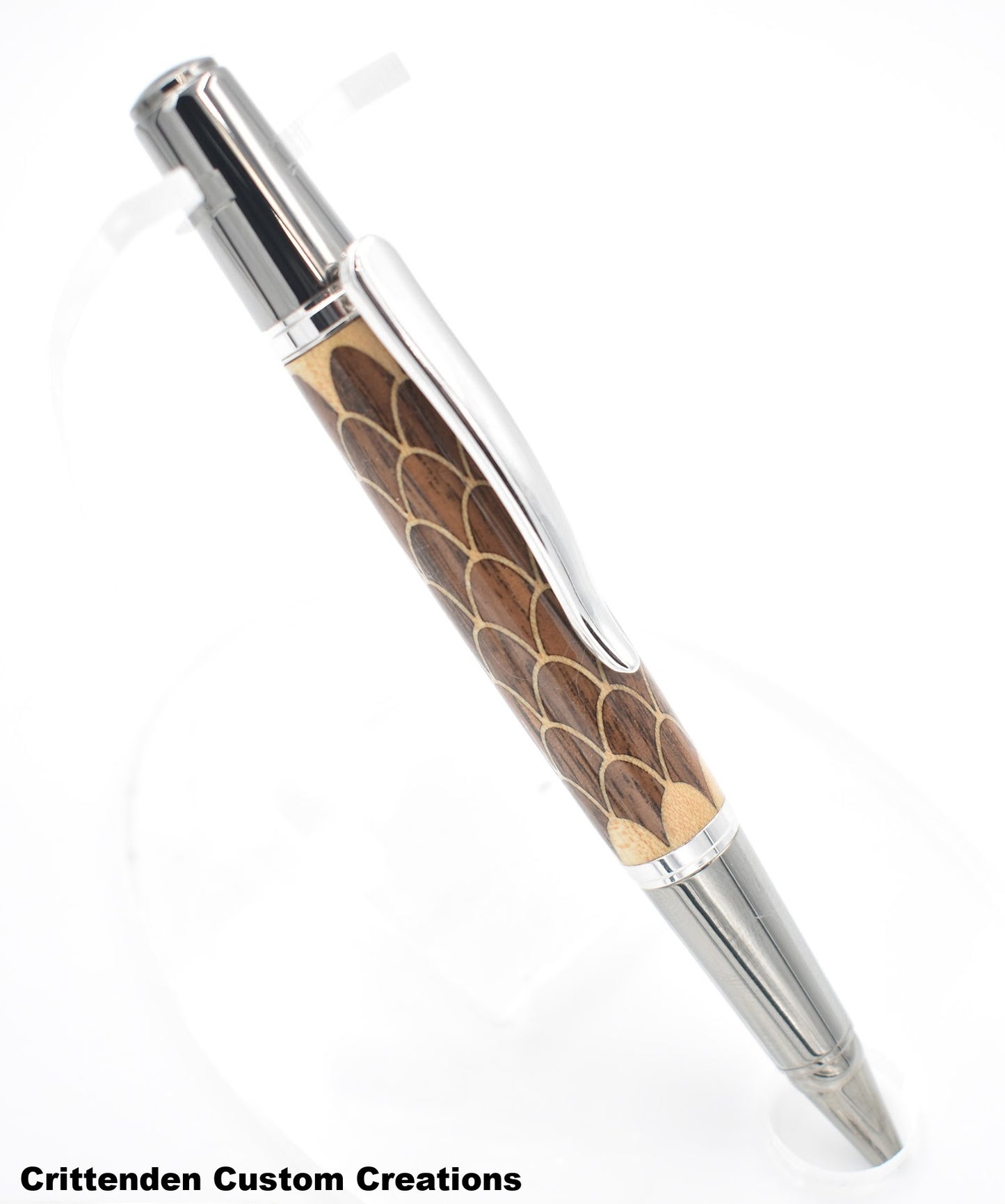 Maple and Walnut Dragon Scale Pattern (Laser-cut Inlay)  Sirocco Twist Pen