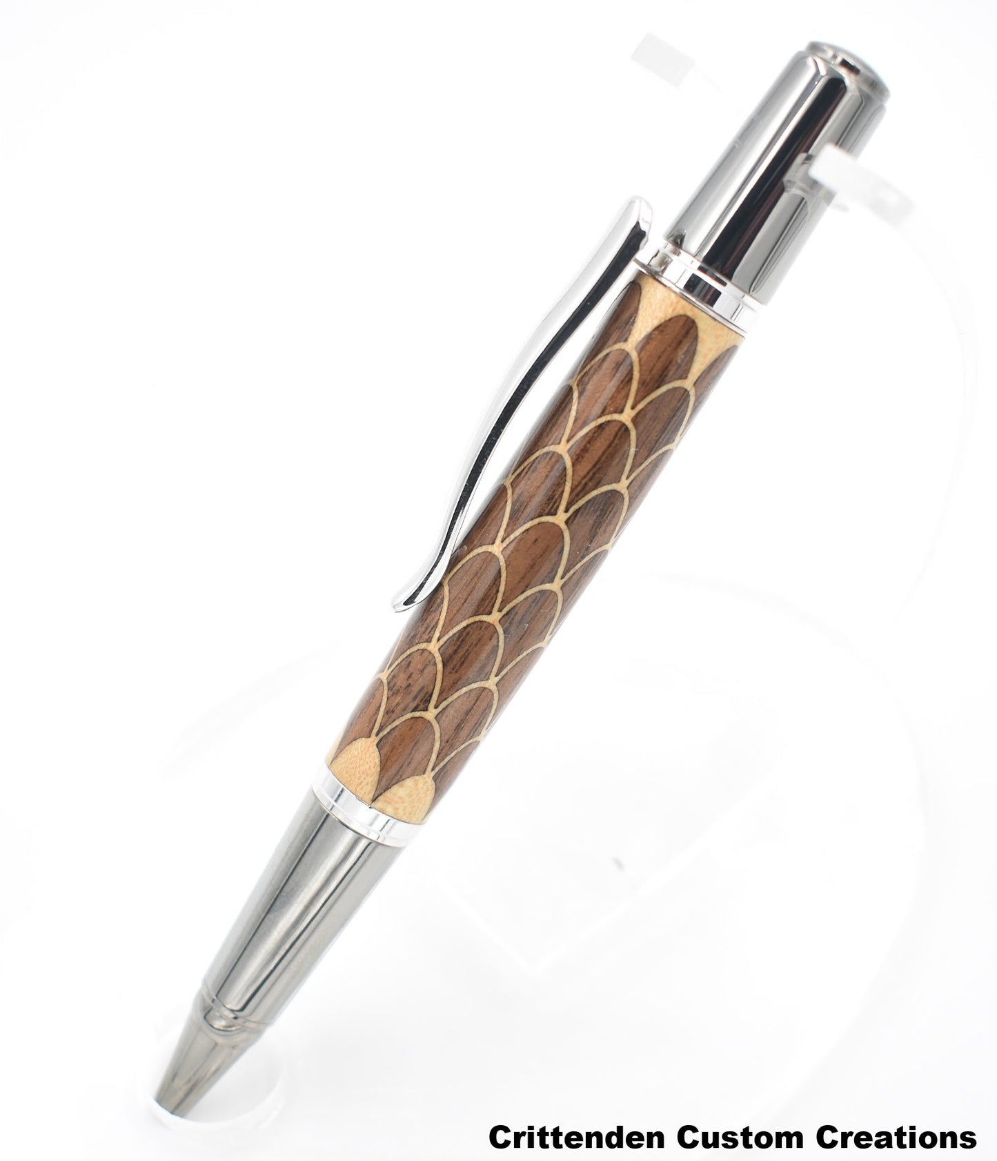 Maple and Walnut Dragon Scale Pattern (Laser-cut Inlay)  Sirocco Twist Pen
