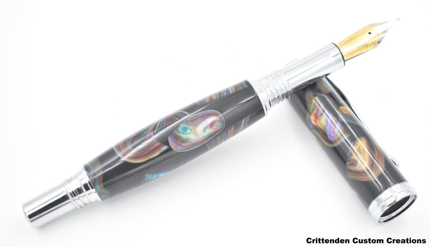 Multi-Color Re-Claimed Acrylic - Jr. George Fountain Pen