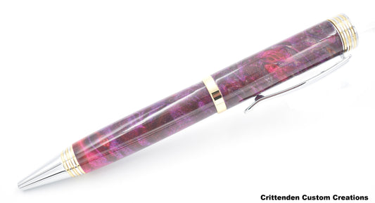 Stabilized and Double Dyed Maple Burl - Oscar Twist Pen