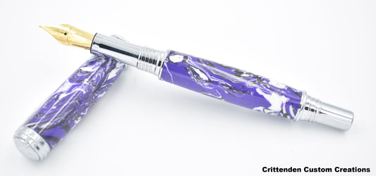 Purple, White, and Black Tru-Stone  - Jr. Harold Fountain Pen