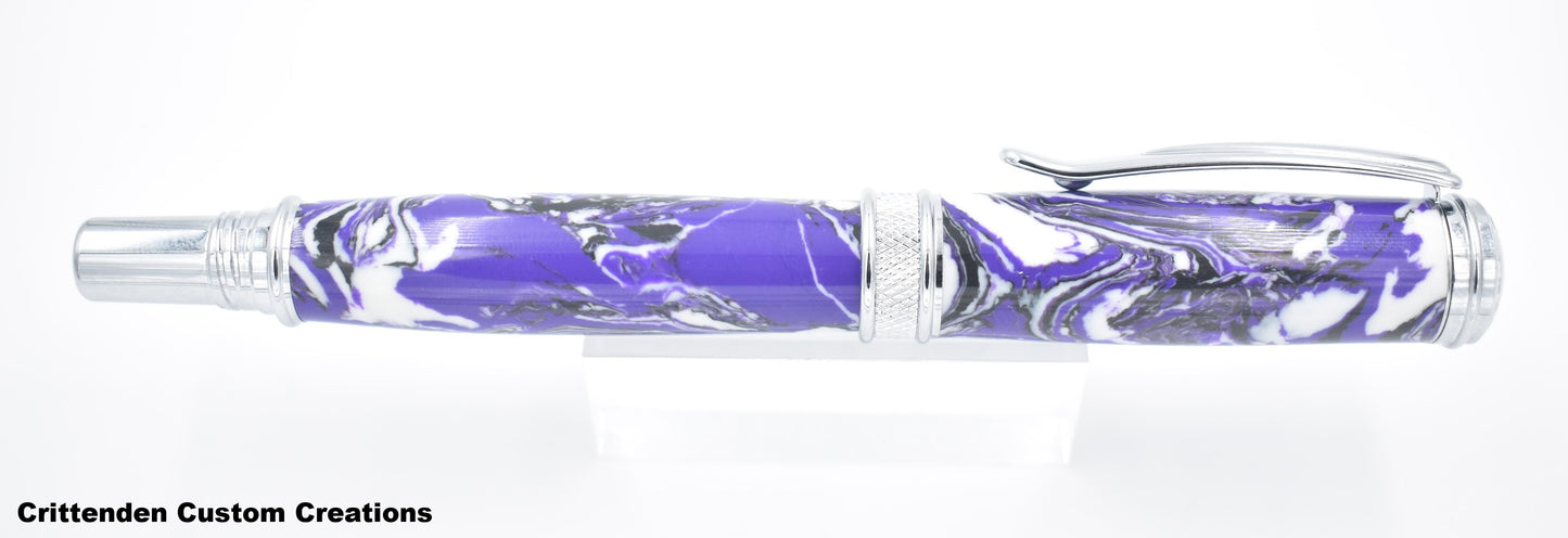 Purple, White, and Black Tru-Stone  - Jr. Harold Fountain Pen
