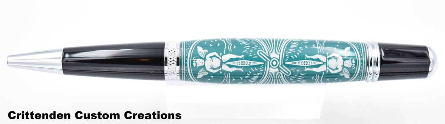 Green and White Tru-Card - Sierra Twist Ballpoint Pen