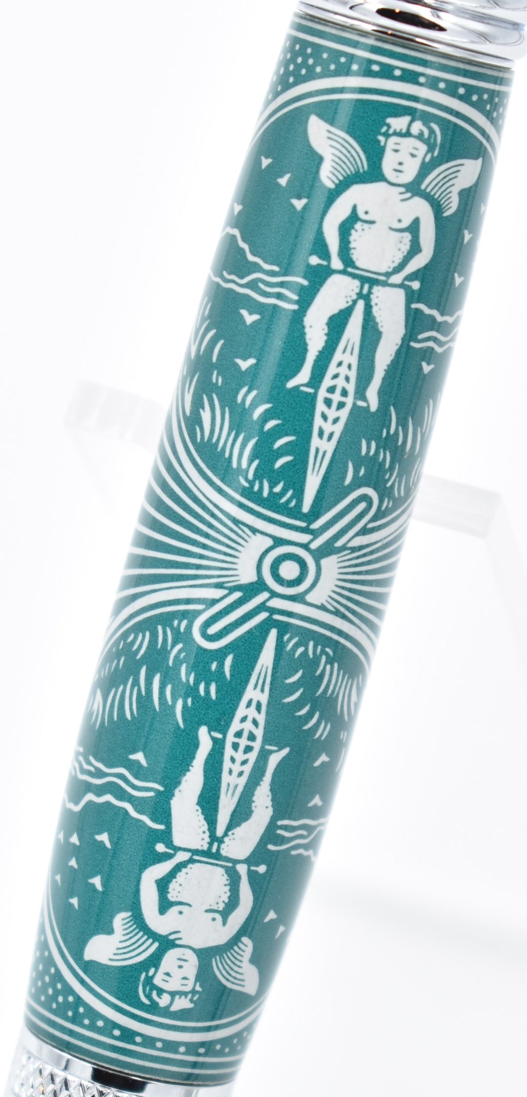 Green and White Tru-Card - Sierra Twist Ballpoint Pen