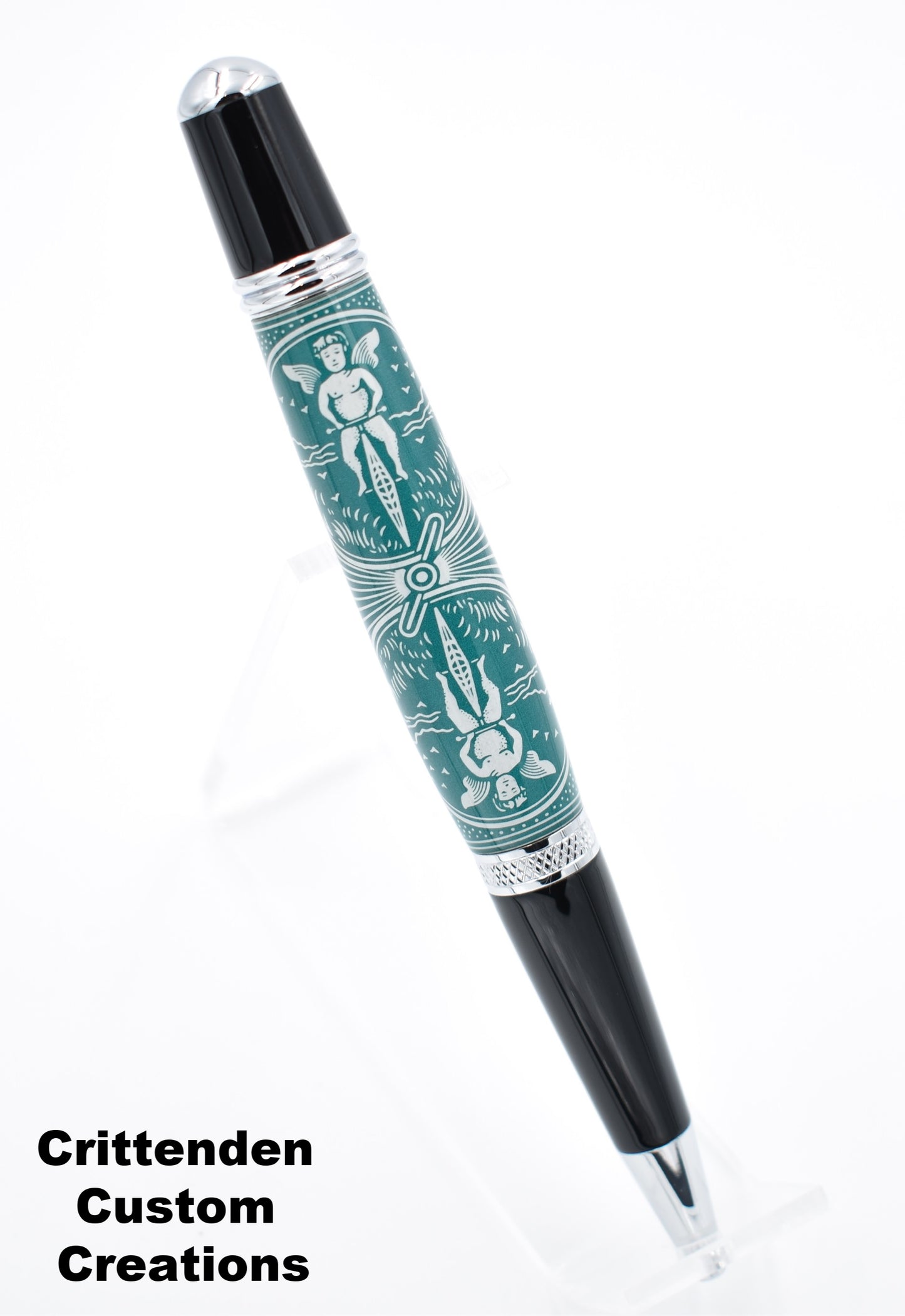 Green and White Tru-Card - Sierra Twist Ballpoint Pen