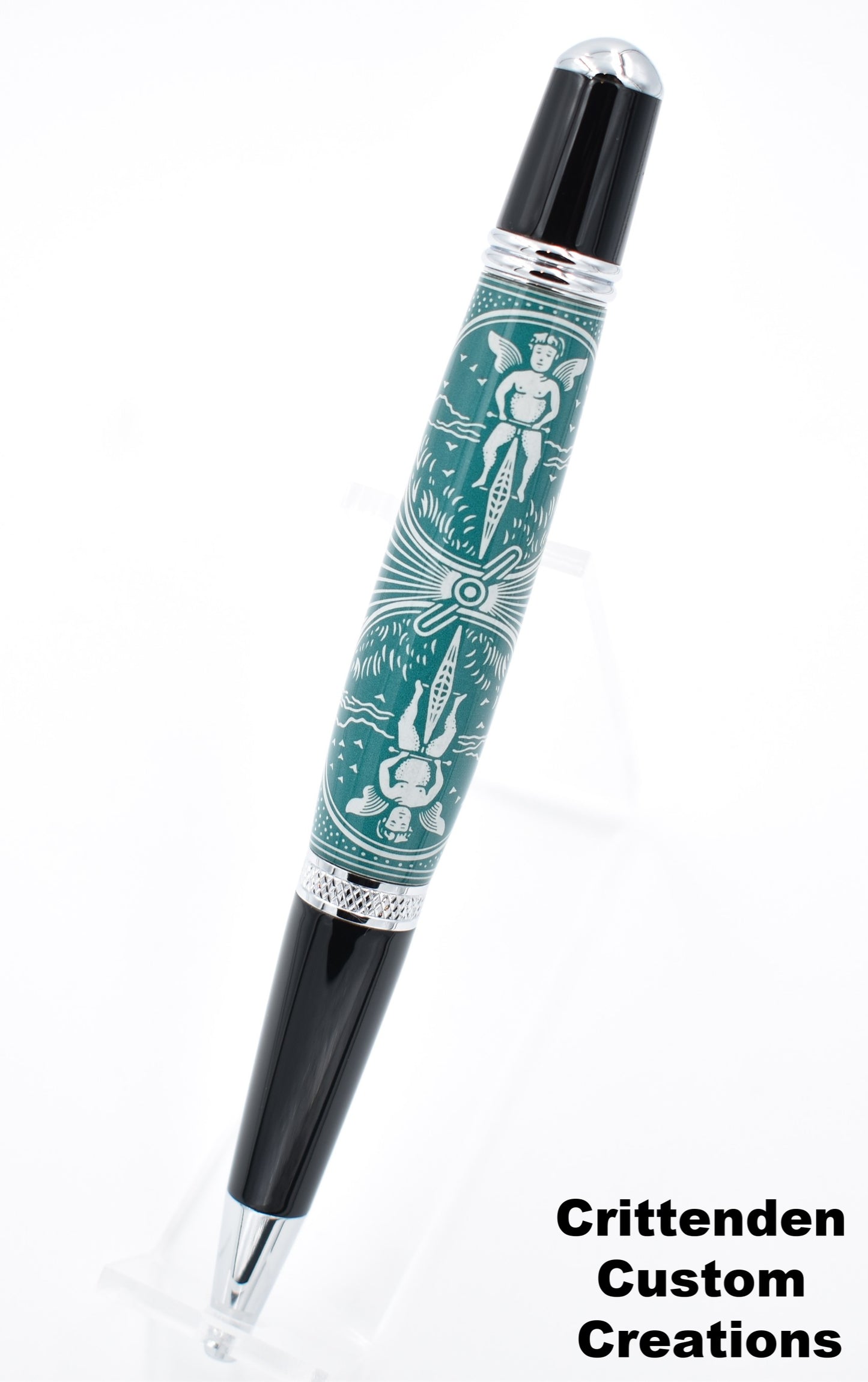 Green and White Tru-Card - Sierra Twist Ballpoint Pen