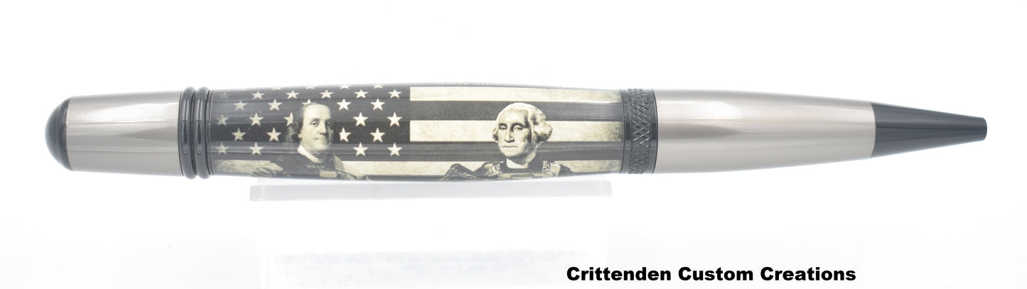 Washington and Jefferson "Where Revolution Begins" Custom Image Cast  - Sierra Twist Ballpoint Pen