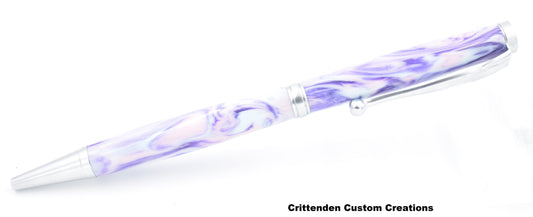 Light Blue, Pink, and Purple Diamondcast Acrylic - Slimline Twist Pen