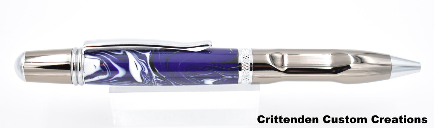 Purple, White, and Black Acrylic  - Sierra Grip Pen