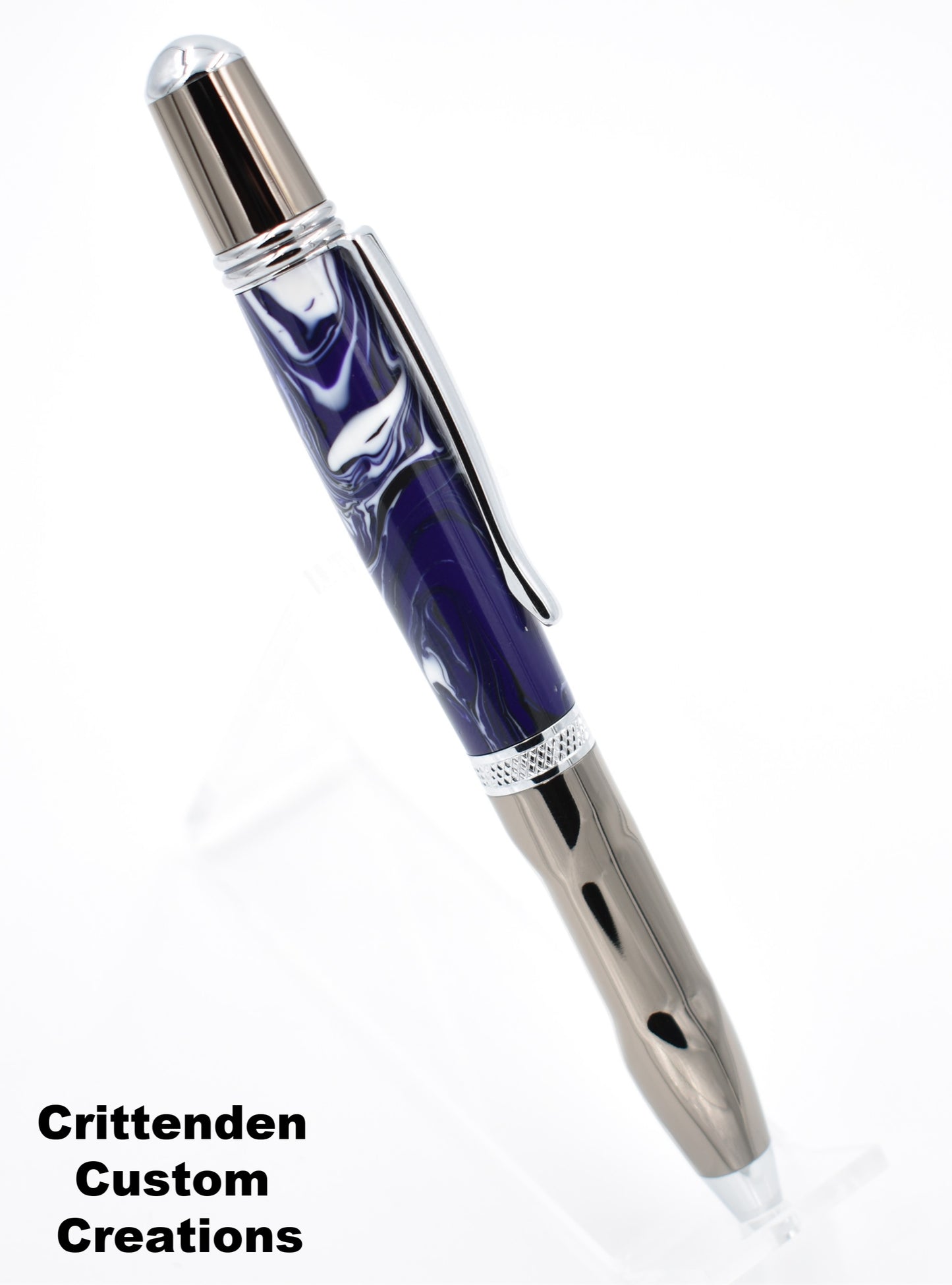 Purple, White, and Black Acrylic  - Sierra Grip Pen