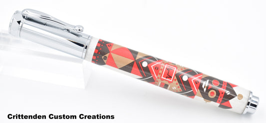 Red, White, and Black "Tru-Card" - Zen Rollerball Pen