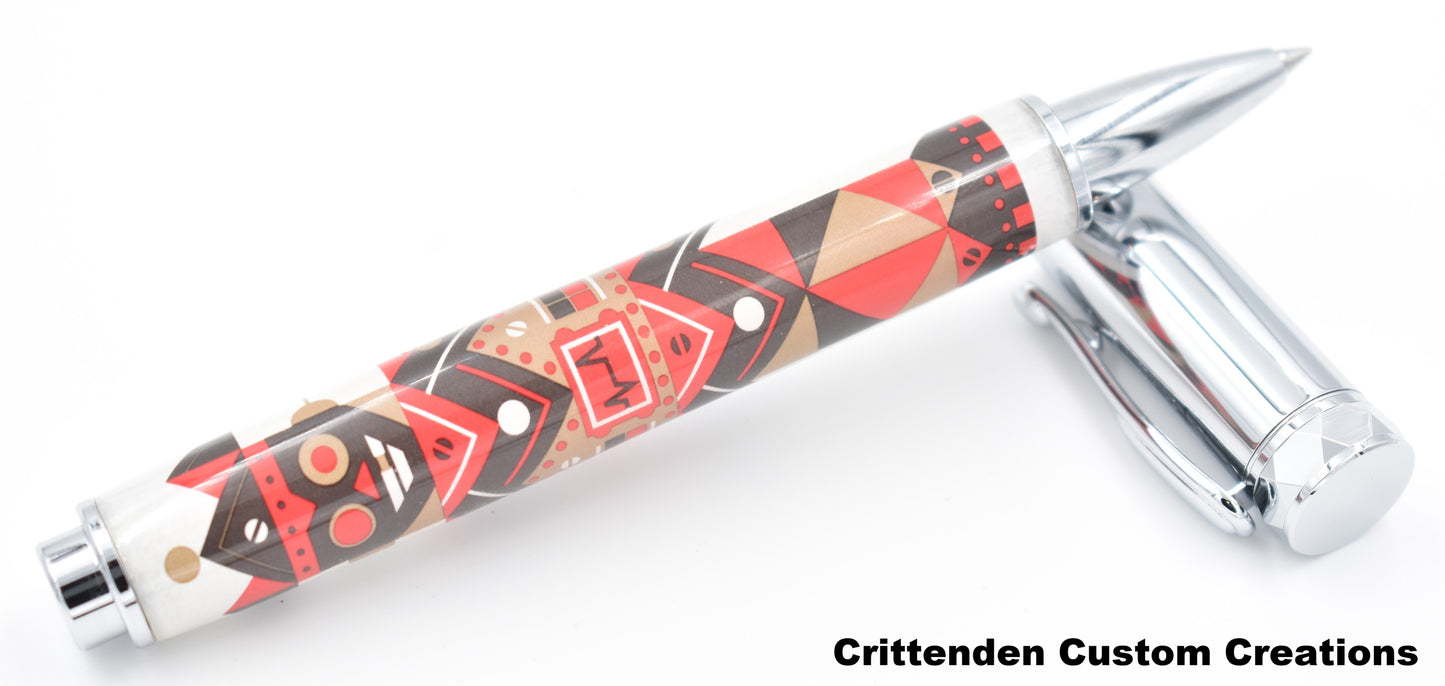 Red, White, and Black "Tru-Card" - Zen Rollerball Pen