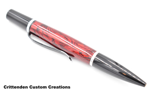 Ruby Red Abalone - Ares Twist Ballpoint Pen