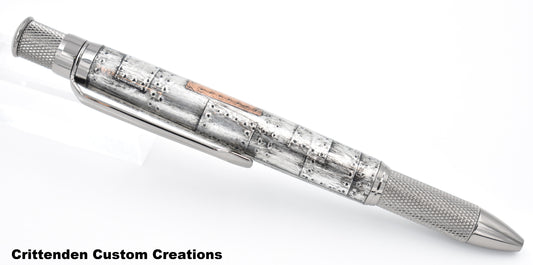Steampunk Themed Aluminum and Copper Foil   - Knurl GT Twist Ballpoint Pen