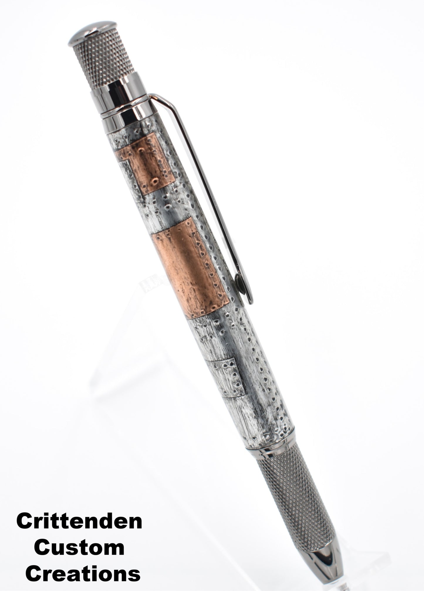 Steampunk Themed Aluminum and Copper Foil   - Knurl GT Twist Ballpoint Pen