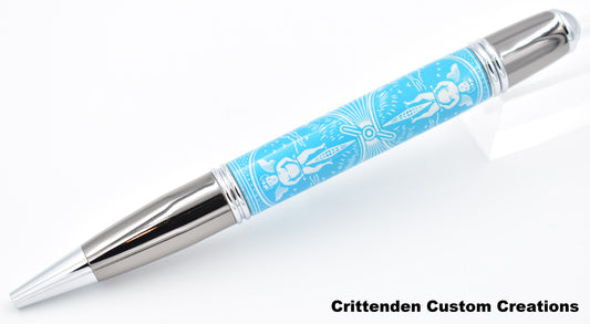 Light Blue and White Tru-Card  - Gatsby Twist Ballpoint Pen