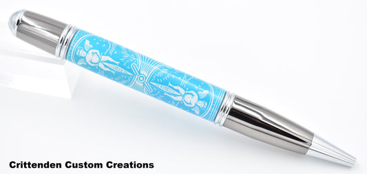 Light Blue and White Tru-Card  - Gatsby Twist Ballpoint Pen