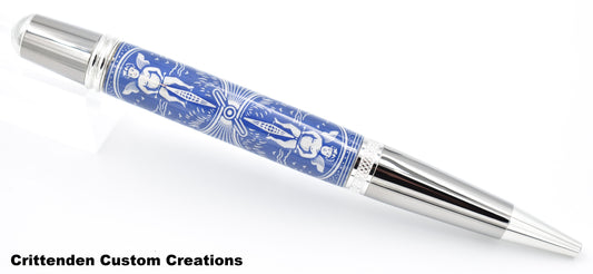 Royal Blue and White Tru-Card  - Sierra Twist Ballpoint Pen