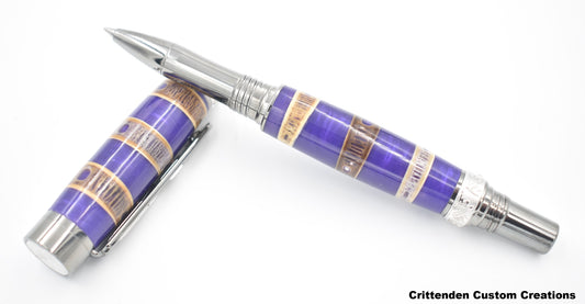 Shark Vertebrae Combined with Deep Purple Resin - Jr. Panda Rollerball