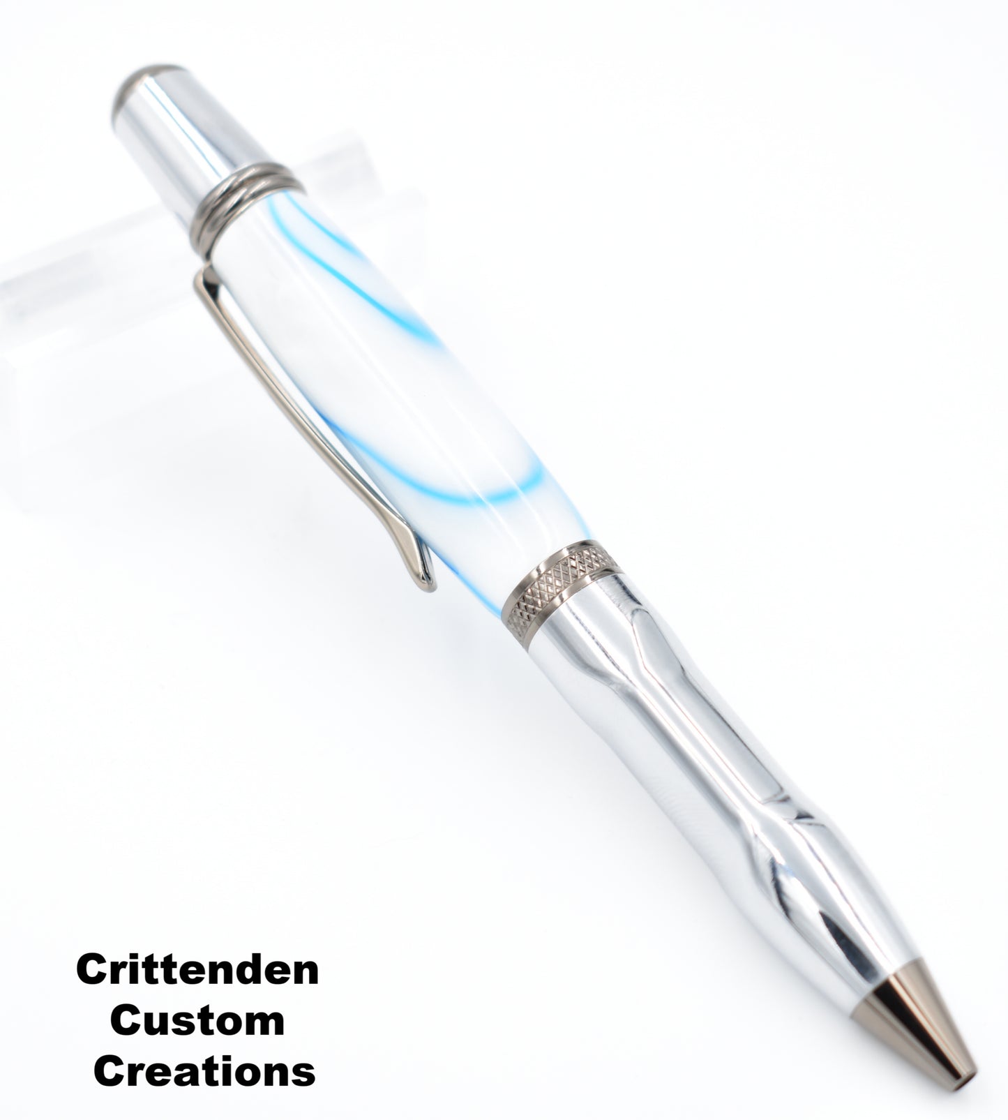 White & Blue Swirl Acrylic - Sierra Grip Twist Pen