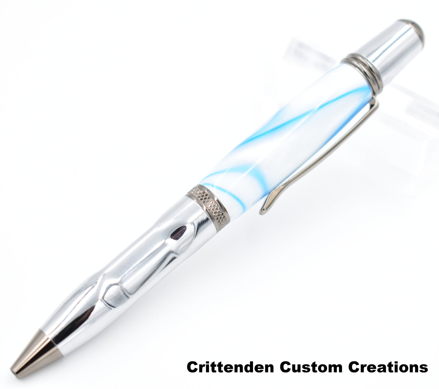 White & Blue Swirl Acrylic - Sierra Grip Twist Pen