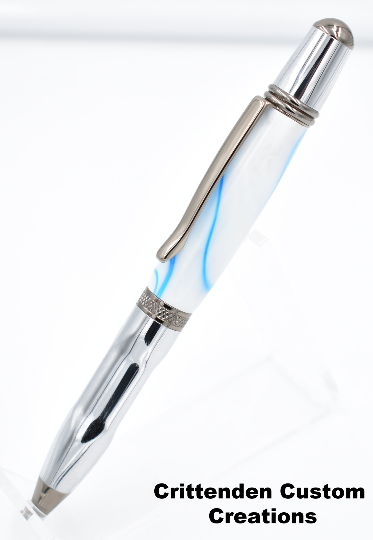 White & Blue Swirl Acrylic - Sierra Grip Twist Pen