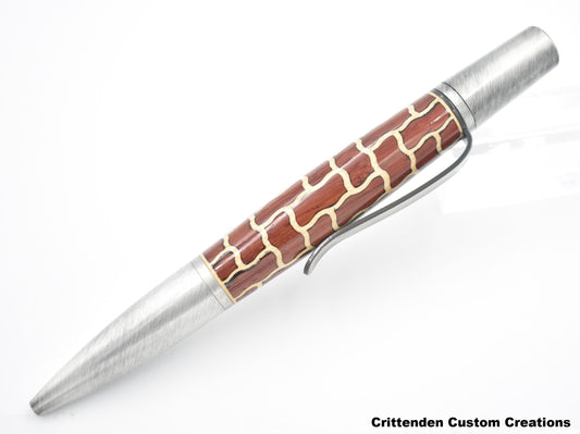 Maple and Bloodwood Brick Pattern (Laser-cut Inlay)  Ares Twist Pen