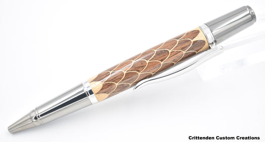 Maple and Walnut Dragon Scale Pattern (Laser-cut Inlay)  Sirocco Twist Pen