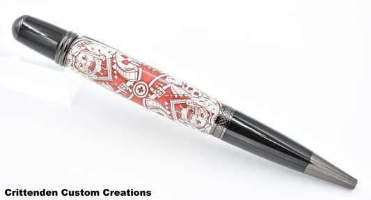 Red and Black Tru-Card  - Sierra Twist Ballpoint Pen