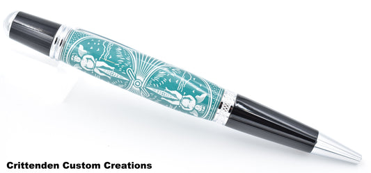 Green and White Tru-Card  - Sierra Twist Ballpoint Pen